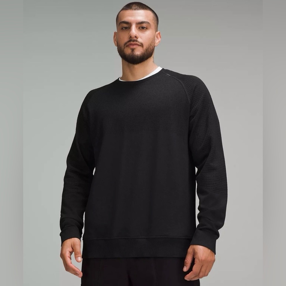 Black Textured Crew Neck Sweater